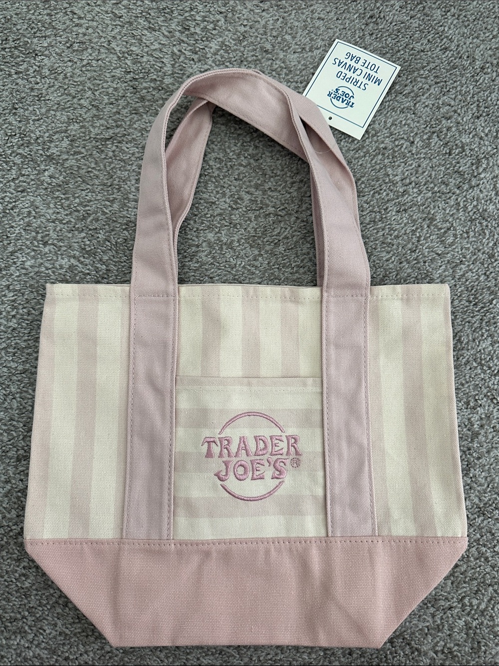 Trader Joe’s Pink Stripe Canvas Tote Bag